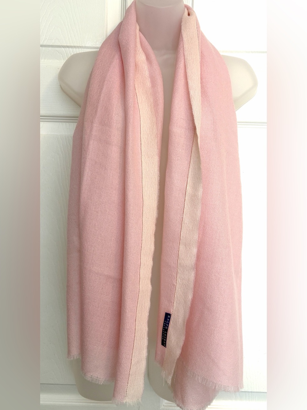 Ralph Lauren Collection Purple Label Scarf Wrap Cashmere Pink Beige 21โ x 60โ